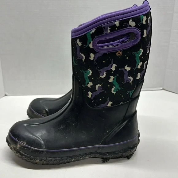 Bogs Boots Snow Winter Insulated Rain Pull On Waterproof Unicorn Black Kids 6 - Picture 5 of 11
